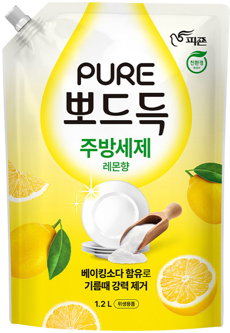 피죤 퓨어 뽀드득 주방세제 레몬향, 1.2L, 1개