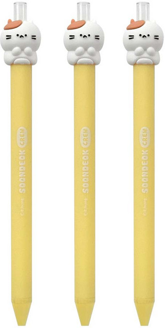 iiGEN 순덕이크루만년 깎지않는 오래쓰는 무한 필기 특수 문구 연필 HB, 옐로우, 3개