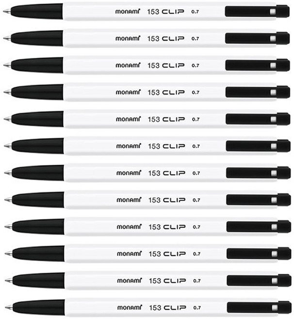 모나미 153 클립 볼펜 0.7mm, 흑색, 12개