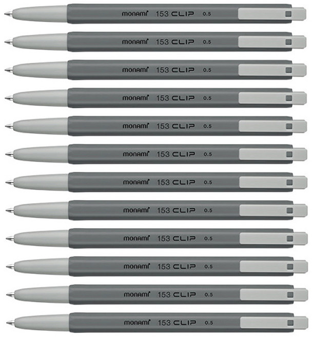 모나미 153 클립 유성볼펜 0.5mm, 흑색, 12개