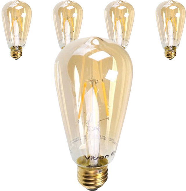 LISHIN Vitson Wonha 愛迪生 LED 4W ST64 燈泡 金色, 燈泡色, 5個