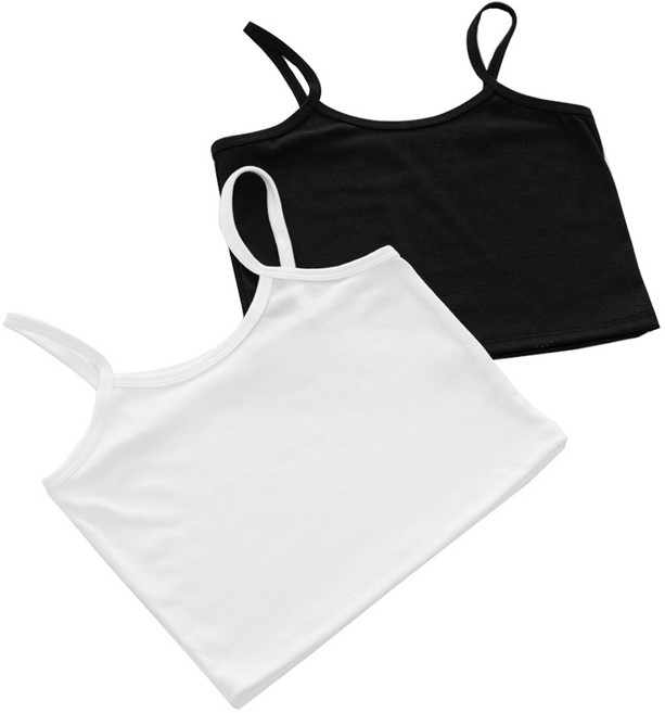 맬러뮤트 소프트 신축성 니트 비침없는 크롭 끈 나시 2종 세트