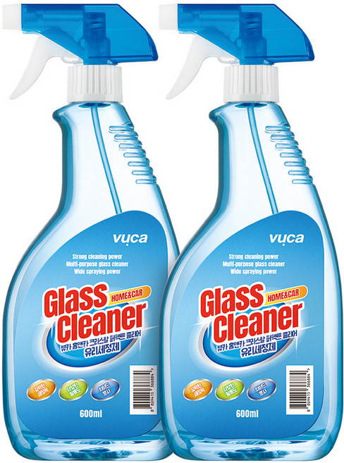 뷰카 홈앤카 크리스탈 퍼펙트 클리어 유리 세정제, 600ml, 2개