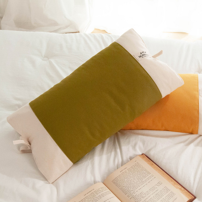 누리홈 플러피 옥스포드 끈 메밀베개, 인디고그린, 1개