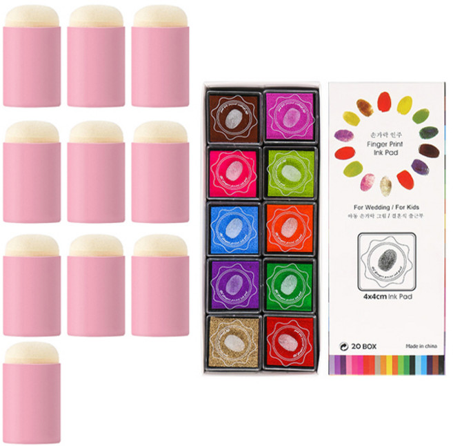 마켓감성 블렌딩 꾸미기 잉크 핑거 스폰지, 분홍색, 10개