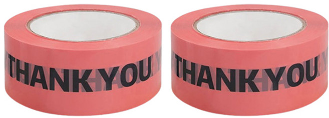 마켓감성 포장 데코 박스 테이프 45mm x 1m, 핑크블랙THANKYOU, 2개