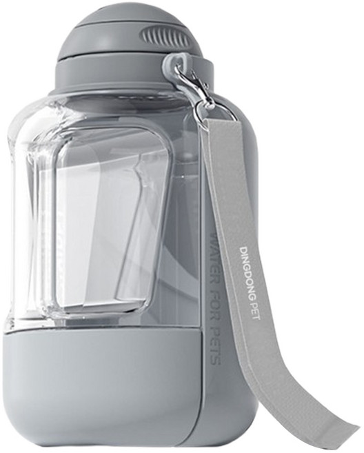 딩동펫 반려동물 2in1 빅사이즈 휴대용 물병, 그레이, 1개
