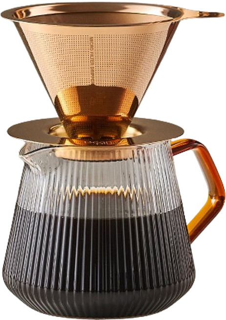 빈플러스 시그니처 핸드드립 로즈골드 세트, 600ml, 1세트, 커피 드리퍼 + 서버 + 스푼