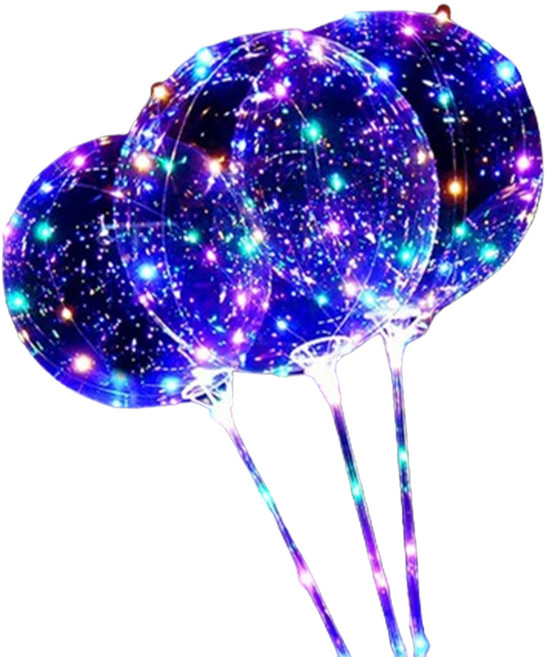 젤루나 LED 모양 풍선 불빛 이벤트 생일 파티 축제 기념일 풍선스틱 3p + 손펌프 세트 LG-07, 혼합색상, 1세트