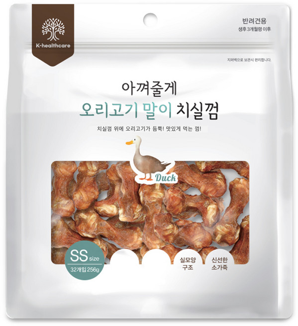 아껴줄게 강아지 치실껌 간식 32p, 오리고기 말이, 256g, 1개