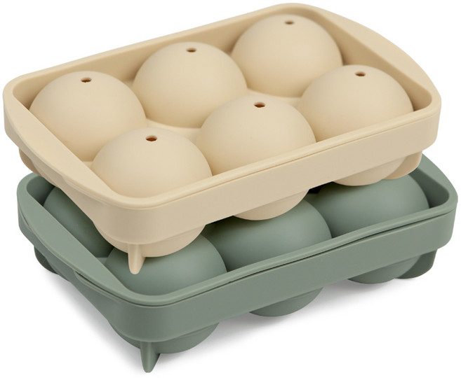 인콕 실리콘 원형 얼음틀 6구 2종 세트, 올리브그린 + 옐로우, 1세트