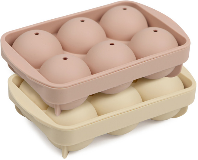 인콕 실리콘 원형 얼음틀 6구 2종 세트, 옐로우 + 핑크, 1세트