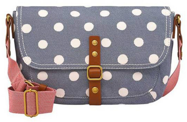 Cath Kidston 女用鈕扣圓點斜紋斜揹包, 海軍藍