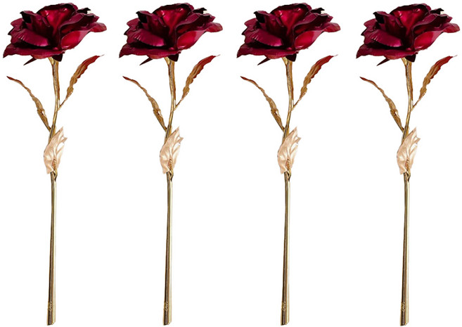 러블리팜 한 송이 조화 장미, 레드, 4개