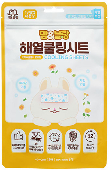 맘앤블랑 해열 쿨링시트 18p, 혼합색상, 1개