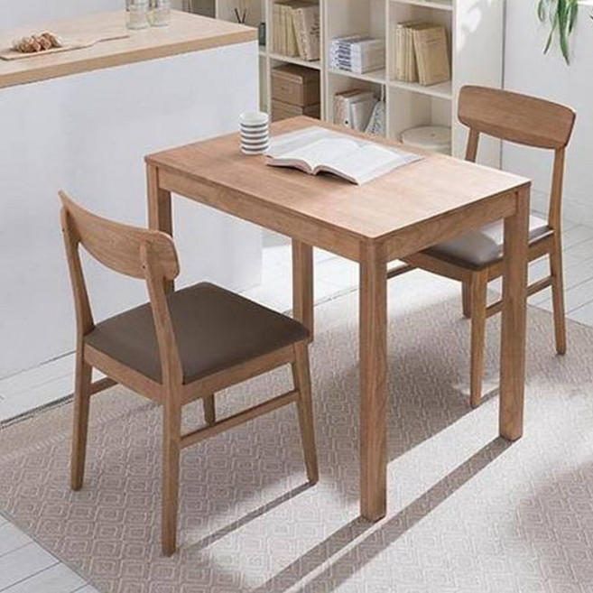 리바트 뉴시나몬 원목 라운드의자 2p + 식탁 세트 2인용 방문설치, 라이트 브라운, 일반의자 2