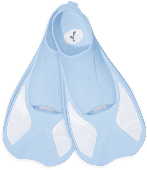 이츠라이프 블루타 프리다이빙 오리발 숏핀 + 메쉬 파우치 + 모양 유지틀 2p 세트, 페일블루