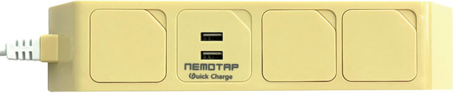 네모탭 컬러 USB QC 고속충전 일반 3구 멀티탭 SY-NA3 USB QC-2, 1.5m, 버터, 1개