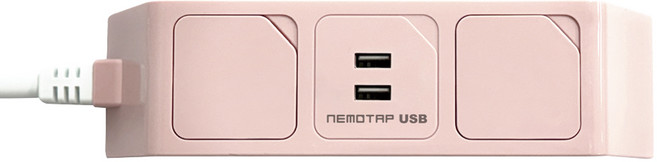 네모탭 컬러 USB 일반 멀티탭 2구 SY-NB2, 3m, 크림피치, 1개