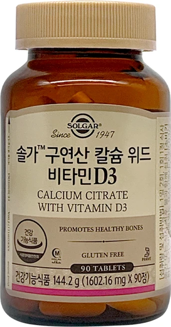 솔가 구연산 칼슘 위드 비타민 D3 144.2g, 90정, 1개 - 쿠팡