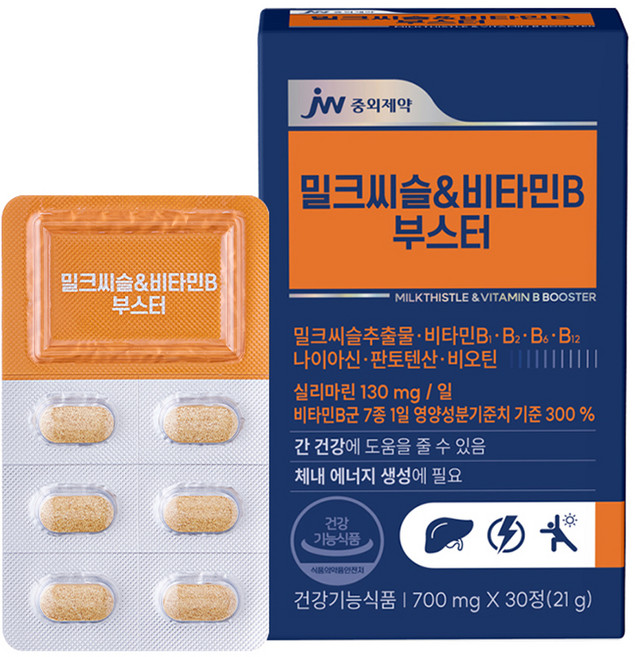 JW중외제약 밀크씨슬&비타민B 부스터 21g, 1개, 30정