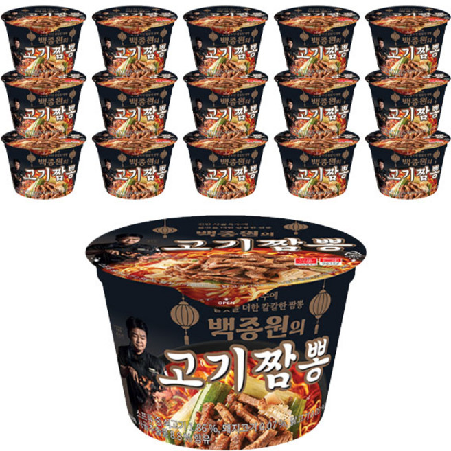 백종원 고기짬뽕 컵라면 105g, 16개