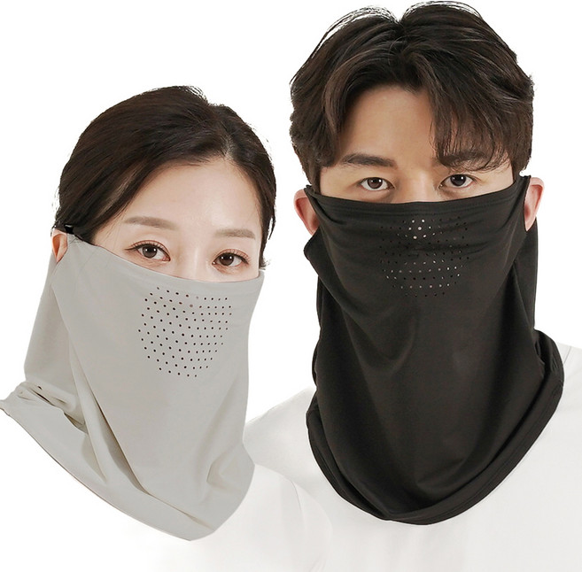 고어트랙스 자외선차단 마스크 2종 세트, 블랙 + 그레이, 1세트