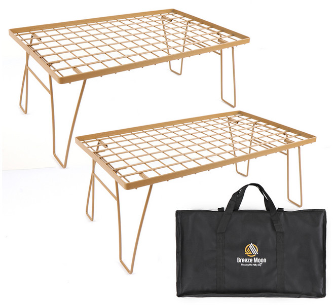 브리즈문 접이식 캠핑 쿨러 스탠드 테이블 2p + 전용가방 세트, 탄 베이지(테이블)