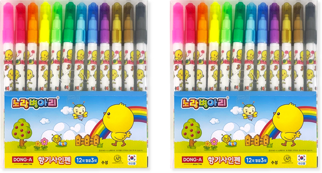 동아 노랑병아리 사인펜 향기, 12색, 2세트