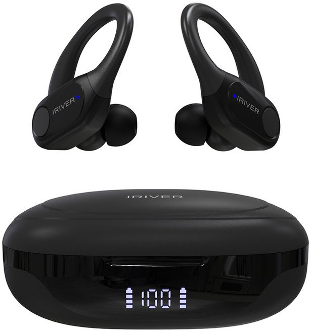 아이리버 프리미엄 사운드의 블루투스 5.3v 귀걸이형 무선이어폰, IHT-E1, 블랙
