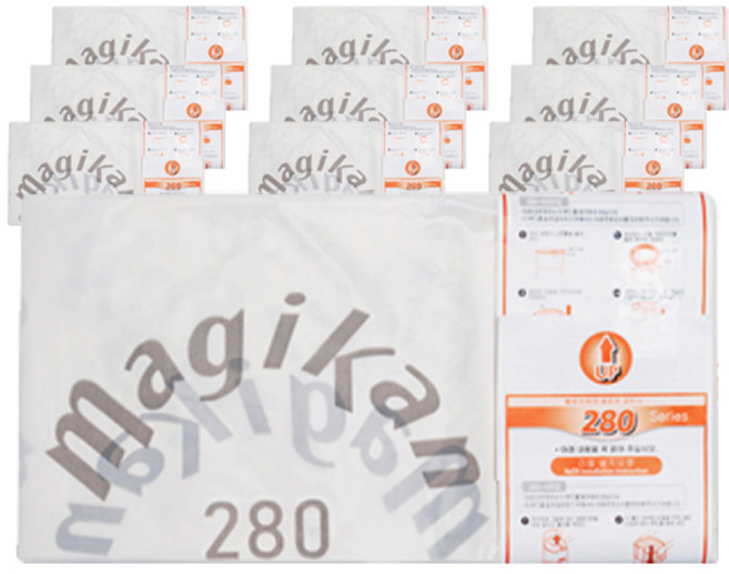 매직캔 매직롤 280 화이트 로고 인쇄 리필, 27L, 10개