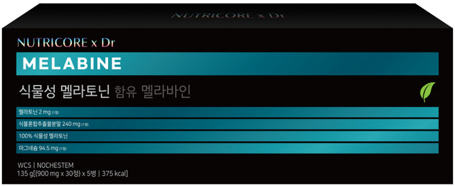 뉴트리코어 식물성 멜라토닌 함유 멜라바인, 30정, 5개