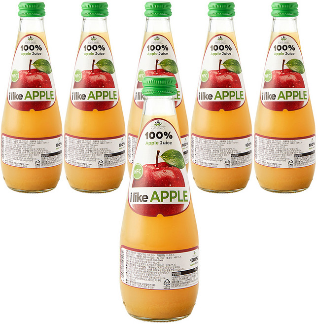 캐슬밸리 100 착즙 사과 주스, 6개, 300ml