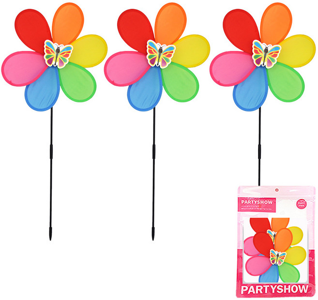 파티쇼 정원용바람개비 미니 무지개, 혼합색상, 3개