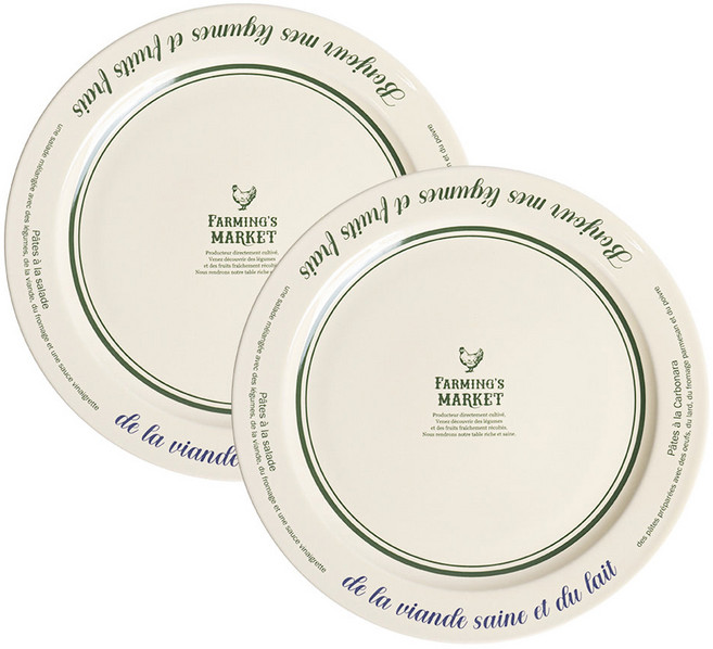 티니블랑 레터링 파밍스 마켓 원형접시, 혼합색상, 2개