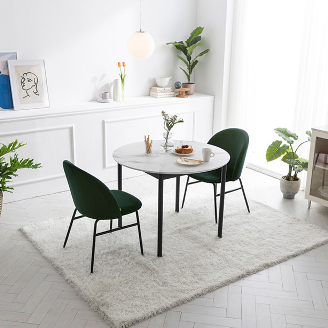 리바트 로티르 마블 원형식탁 + 세레나체어 2p 세트 방문설치, 콤비(식탁), 딥그린(체어좌판) + 블랙(다리), 일반의자 2