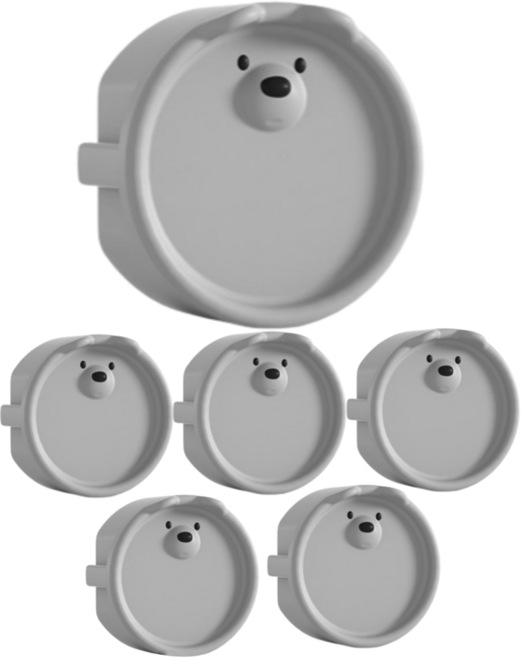 원더파파 귀여운 곰돌이 콘센트 안전마개, 그레이, 6개