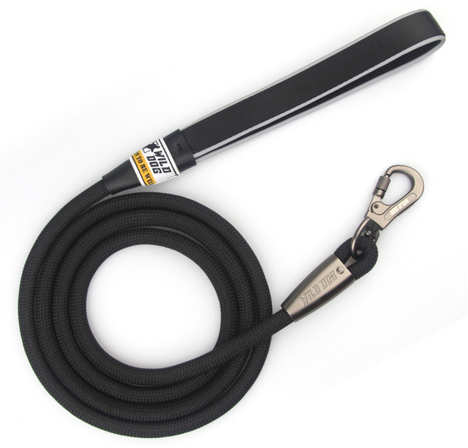 와일드독 강아지 베이직 로프 리드줄, 블랙, 1개