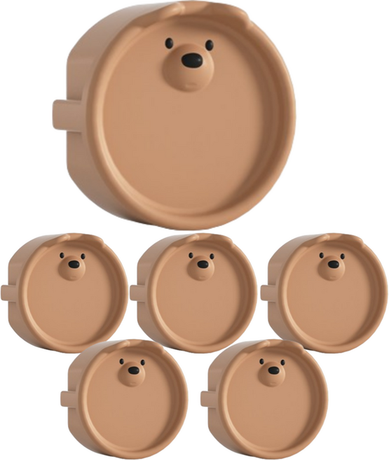 원더파파 귀여운 곰돌이 콘센트 안전마개, 브라운, 6개