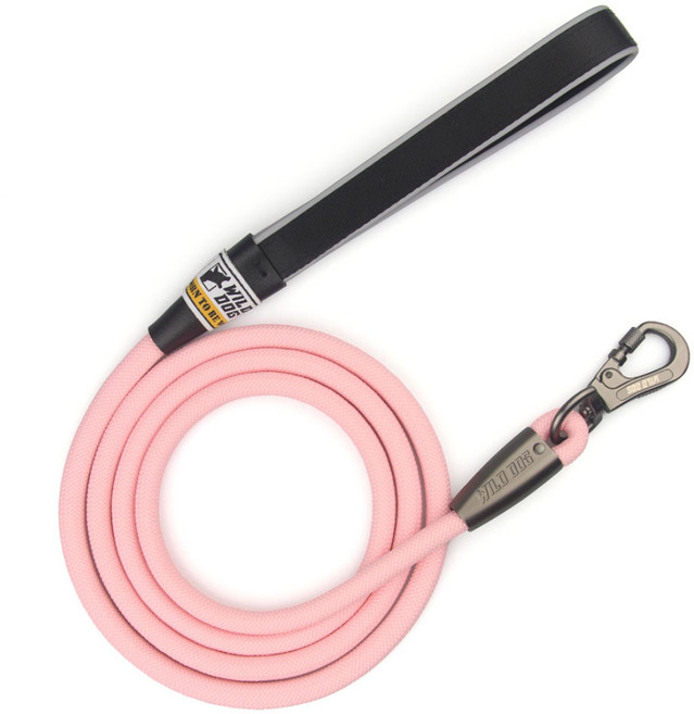 와일드독 강아지 베이직 로프 리드줄, 핑크, 1개
