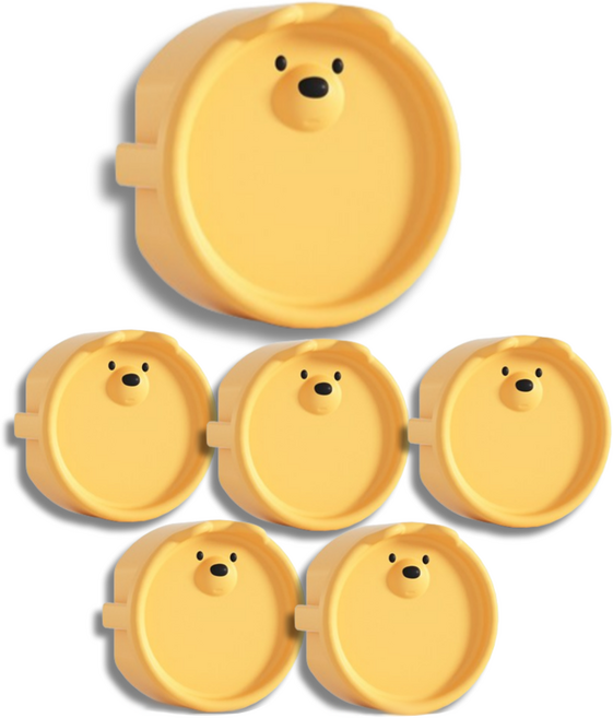 원더파파 귀여운 곰돌이 콘센트 안전마개, 허니옐로우, 6개