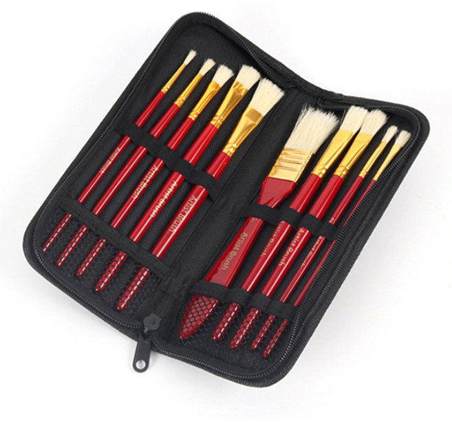 알로데 아티스트 파우치 유화용 붓 세트 TYPE 03 레드, 1세트