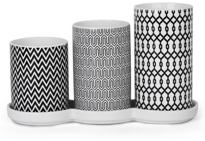 골든벨금속 블랑 3단 수저통 3종 세트, 블랙 + 화이트, 1세트