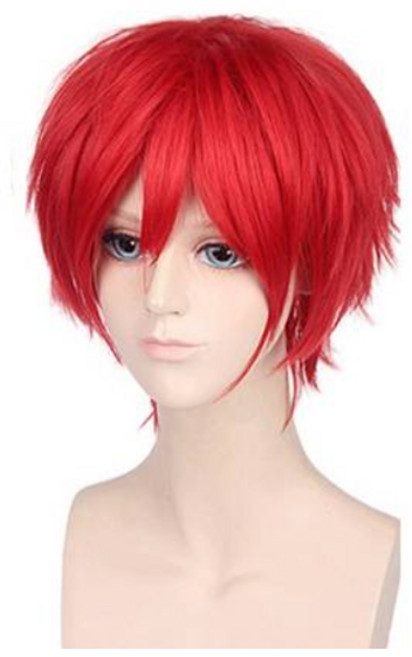데이소이 숏 샤기 코스프레 가발, 레드, 1개