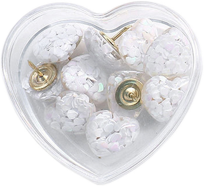 코히모 하트 푸시 압정핀 화이트 + 케이스 세트 4W195, 1세트