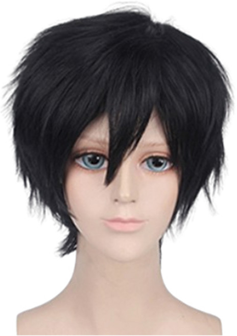데이소이 숏 샤기 코스프레 가발, 블랙, 1개
