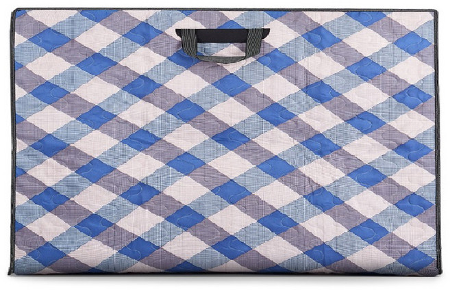 남원목기공예사 3중누빔 사각 상커버, 블루 + 그레이 + 체크
