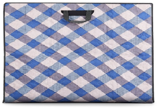 남원목기공예사 3중누빔 사각 상커버, 블루 + 그레이 + 체크