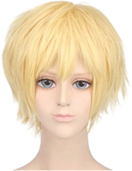 데이소이 숏 샤기 코스프레 가발, 옐로우골드, 1개