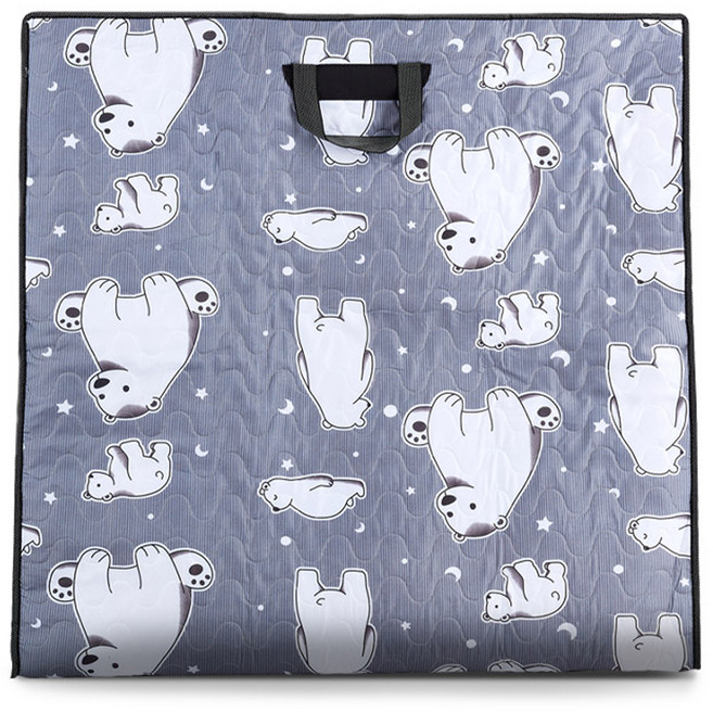 남원목기공예사 3중누빔 곰돌이 사각 상커버, 그레이